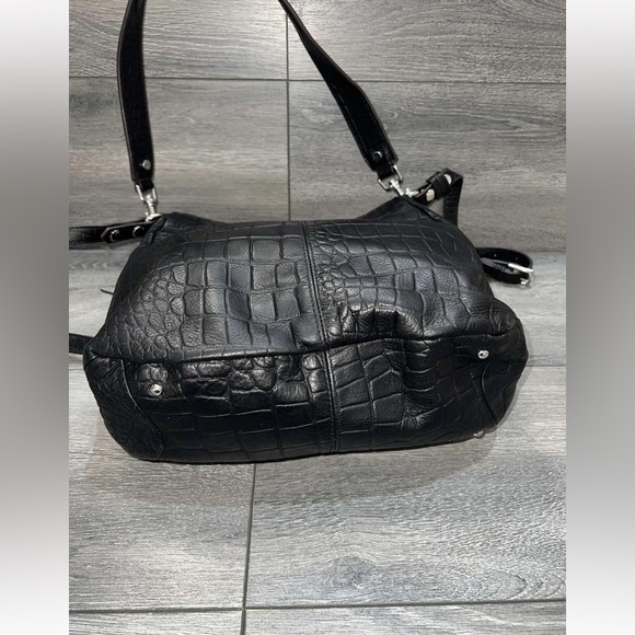 Aimee Kestenberg Leather Shoulder Bag Fifth Avenue Black Croco - Picture 7 of 8
